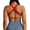 imageAoxjox Womens Workout Sports Bras Square Neck Emma Cross Back Fitness Training Gym Bra Yoga Crop TankRacing Red