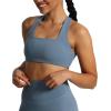 imageAoxjox Womens Workout Sports Bras Square Neck Emma Cross Back Fitness Training Gym Bra Yoga Crop TankSteel Blue