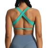 imageAoxjox Womens Workout Sports Bras Square Neck Emma Cross Back Fitness Training Gym Bra Yoga Crop TankTurquoise