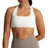 imageAoxjox Womens Workout Sports Bras Square Neck Emma Cross Back Fitness Training Gym Bra Yoga Crop TankWhite