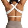 imageAoxjox Womens Workout Sports Bras Square Neck Emma Cross Back Fitness Training Gym Bra Yoga Crop TankWhite