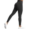 imageAoxjox Workout Seamless Leggings for Women High Waisted Fitness Yoga Contour Sculpt Pants 22quotBlack
