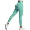 imageAoxjox Workout Seamless Leggings for Women High Waisted Fitness Yoga Contour Sculpt Pants 22quotBlue Turquoise