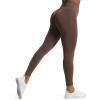 imageAoxjox Workout Seamless Leggings for Women High Waisted Fitness Yoga Contour Sculpt Pants 22quotFudge Coffee