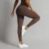 imageAoxjox Workout Seamless Leggings for Women High Waisted Fitness Yoga Contour Sculpt Pants 22quotFudge Coffee