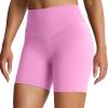 imageAoxjox Breeze Workout Biker Shorts for Women Tummy Control High Waisted Exercise Athletic Gym Running Yoga Short 6quotPrism Pink