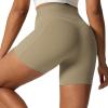 imageAoxjox Geo Workout Biker Shorts for Women Tummy Control High Waisted Exercise Athletic Gym Running Yoga Short 6quotTaupe