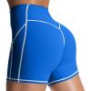 imageAoxjox Lexi Lined Workout Biker Shorts for Women Tummy Control High Waisted Exercise Athletic Gym Running Yoga Short 6quotDirectoire BlueWhite
