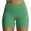 imageAoxjox Trinity Workout Biker Shorts for Women CrossWaist Crossover High Waisted Tummy Control Athletic Running Yoga Short 6quotBottle Green