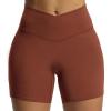 imageAoxjox Trinity Workout Biker Shorts for Women CrossWaist Crossover High Waisted Tummy Control Athletic Running Yoga Short 6quotCherry Mahogany