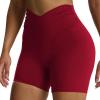 imageAoxjox Venus Workout Biker Shorts for Women CrossWaist Tummy Control High Waisted Hidden Scrunch Yoga Short 5quot6quot7quotRumba Red