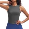 imageAoxjox Womens Sleeveless Tank Tops GEO Workout Gym Yoga Curve Longline Crop TopIron Grey
