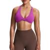 imageAoxjox Womens Workout Sports Bras Fitness Satara Low Impact Bra Yoga Crop TankCattleya Purple