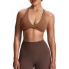 imageAoxjox Womens Workout Sports Bras Fitness Satara Low Impact Bra Yoga Crop TankDandelion Brown