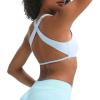 imageAoxjox Womens Workout Sports Bras Square Neck Emma Cross Back Fitness Training Gym Bra Yoga Crop TankAiry Blue