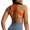 imageAoxjox Womens Workout Sports Bras Square Neck Emma Cross Back Fitness Training Gym Bra Yoga Crop TankFirecracker