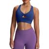 imageAoxjox Womens Workout Sports Bras Twist Front Fitness Training Gym Bra Yoga Crop Lola TankBellwether Blue