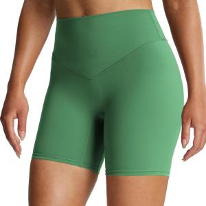 imageAoxjox Breeze Workout Biker Shorts for Women Tummy Control High Waisted Exercise Athletic Gym Running Yoga Short 6quotBottle Green
