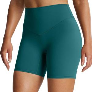 imageAoxjox Breeze Workout Biker Shorts for Women Tummy Control High Waisted Exercise Athletic Gym Running Yoga Short 6quotDeep Lagoon