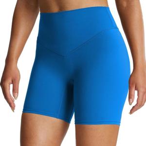 imageAoxjox Breeze Workout Biker Shorts for Women Tummy Control High Waisted Exercise Athletic Gym Running Yoga Short 6quotDirectoire Blue