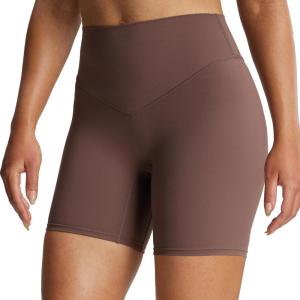imageAoxjox Breeze Workout Biker Shorts for Women Tummy Control High Waisted Exercise Athletic Gym Running Yoga Short 6quotFudge Coffee