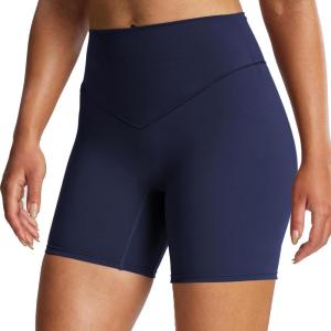 imageAoxjox Breeze Workout Biker Shorts for Women Tummy Control High Waisted Exercise Athletic Gym Running Yoga Short 6quotNavy