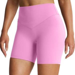 imageAoxjox Breeze Workout Biker Shorts for Women Tummy Control High Waisted Exercise Athletic Gym Running Yoga Short 6quotPrism Pink