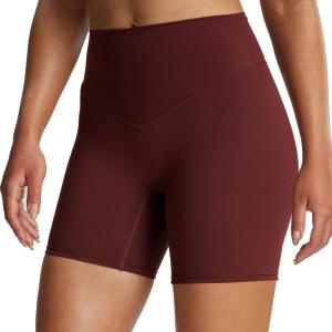 imageAoxjox Breeze Workout Biker Shorts for Women Tummy Control High Waisted Exercise Athletic Gym Running Yoga Short 6quotRum Raisin