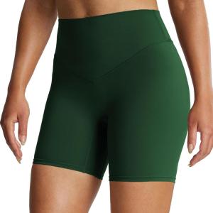 imageAoxjox Breeze Workout Biker Shorts for Women Tummy Control High Waisted Exercise Athletic Gym Running Yoga Short 6quotStorm Green