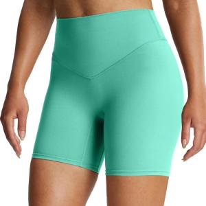 imageAoxjox Breeze Workout Biker Shorts for Women Tummy Control High Waisted Exercise Athletic Gym Running Yoga Short 6quotTurquoise