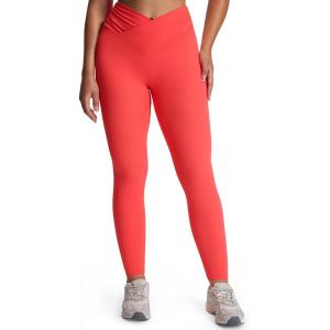 imageAoxjox High Waisted Yoga Pants for Women Hidden Scrunch CrossWaist Buttery Soft Crossover Workout Venus Leggings 26quotFiery Coral See Through