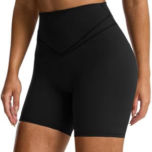 imageAoxjox Siren Workout Biker Shorts for Women Tummy Control High Waisted Hidden Scrunch Athletic Gym Yoga Short 5quot6quot7quotBlack