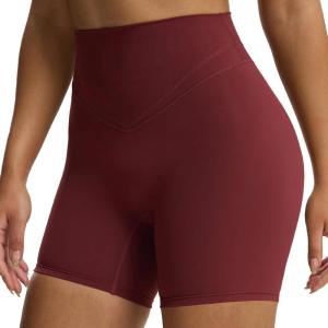 imageAoxjox Siren Workout Biker Shorts for Women Tummy Control High Waisted Hidden Scrunch Athletic Gym Yoga Short 5quot6quot7quotRum Raisin