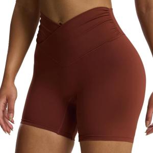 imageAoxjox Venus Workout Biker Shorts for Women CrossWaist Tummy Control High Waisted Hidden Scrunch Yoga Short 5quot6quot7quotCherry Mahogany