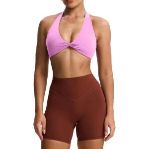 imageAoxjox Womens Workout Halter Sport Bras Fitness Rosie Bra Yoga Crop TankPrism Pink
