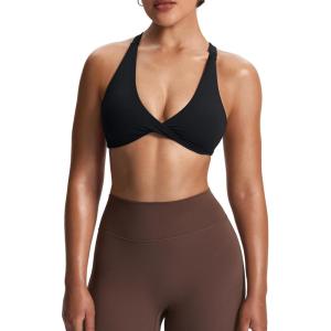 imageAoxjox Womens Workout Sports Bras Fitness Satara Low Impact Bra Yoga Crop TankA Black