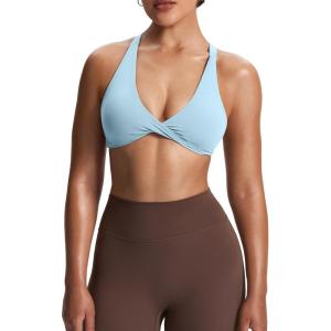 imageAoxjox Womens Workout Sports Bras Fitness Satara Low Impact Bra Yoga Crop TankAiry Blue