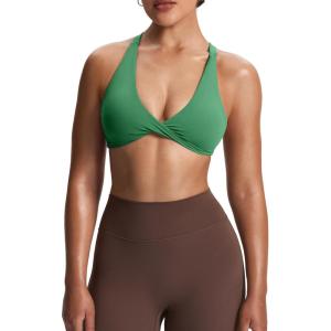 imageAoxjox Womens Workout Sports Bras Fitness Satara Low Impact Bra Yoga Crop TankBottle Green