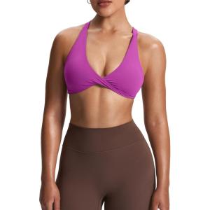 imageAoxjox Womens Workout Sports Bras Fitness Satara Low Impact Bra Yoga Crop TankCattleya Purple