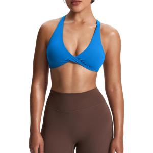 imageAoxjox Womens Workout Sports Bras Fitness Satara Low Impact Bra Yoga Crop TankDirectoire Blue