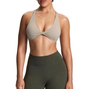 imageAoxjox Womens Workout Sports Bras Fitness Satara Low Impact Bra Yoga Crop TankMink