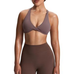 imageAoxjox Womens Workout Sports Bras Fitness Satara Low Impact Bra Yoga Crop TankPlum Truffle