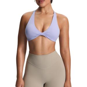 imageAoxjox Womens Workout Sports Bras Fitness Satara Low Impact Bra Yoga Crop TankPurple Heather