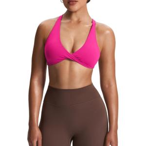 imageAoxjox Womens Workout Sports Bras Fitness Satara Low Impact Bra Yoga Crop TankRose Red