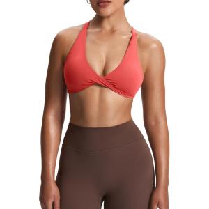 imageAoxjox Womens Workout Sports Bras Fitness Satara Low Impact Bra Yoga Crop TankSpiced Coral