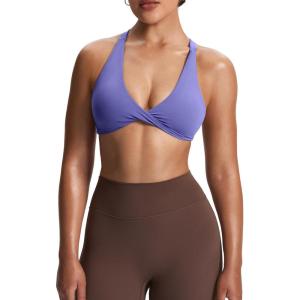 imageAoxjox Womens Workout Sports Bras Fitness Satara Low Impact Bra Yoga Crop TankViolet