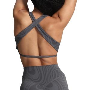 imageAoxjox Womens Workout Sports Bras Square Neck Emma Cross Back Fitness Training Gym Bra Yoga Crop TankGrey Swirl