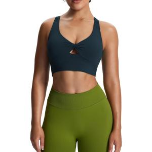 imageAoxjox Womens Workout Sports Bras Twist Front Fitness Training Gym Bra Yoga Crop Lola TankBlueberry