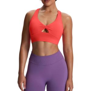 imageAoxjox Womens Workout Sports Bras Twist Front Fitness Training Gym Bra Yoga Crop Lola TankFiery Coral