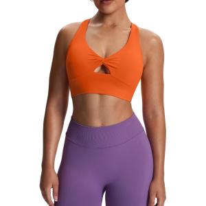 imageAoxjox Womens Workout Sports Bras Twist Front Fitness Training Gym Bra Yoga Crop Lola TankFirecracker